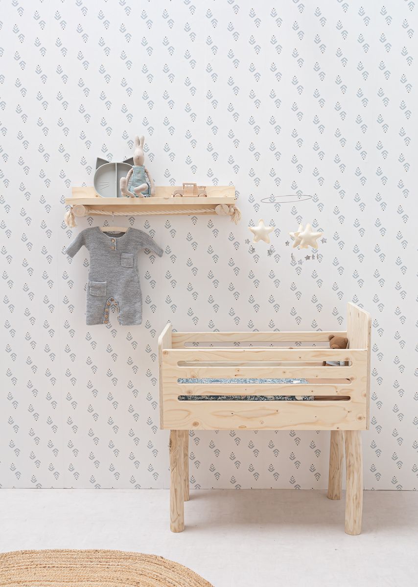 Papier peint chambre enfant Feuilles - Bleu &amp; Terracotta