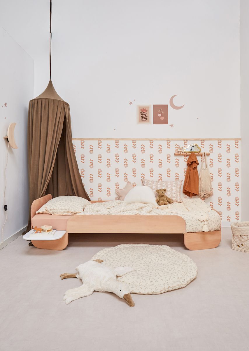 Kinderkamerbehang Bloemen - Roze &amp;amp; Terracotta