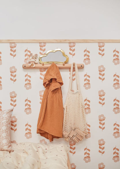 Kinderkamerbehang Bloemen - Roze &amp;amp; Terracotta