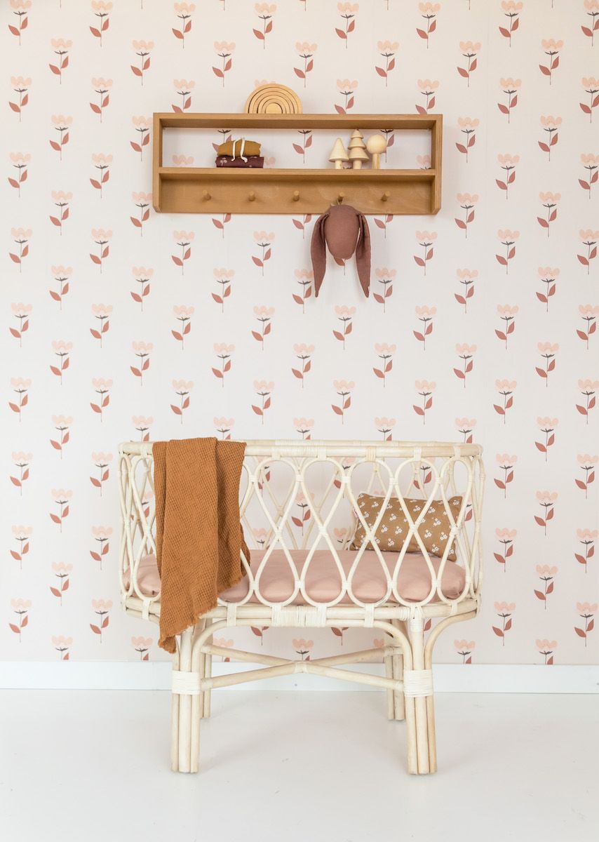 Papier peint chambre enfant Fleurs - Rose nude &amp; Terracotta