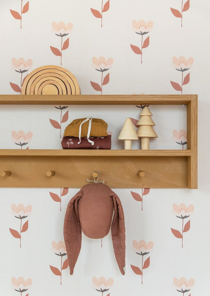 Papier peint chambre enfant Fleurs - Rose nude &amp; Terracotta