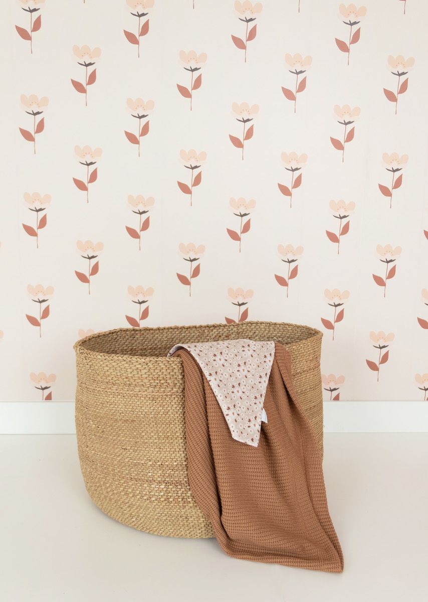 Papier peint chambre enfant Fleurs - Rose nude &amp; Terracotta