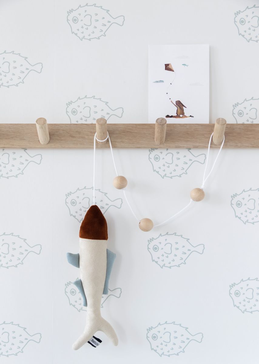 Papier peint chambre enfant Poisson - Vert sauge