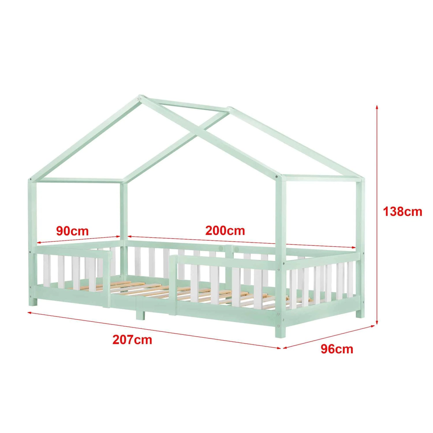 Cabinebed met slagboom - 90x200 cm - Mintgroen