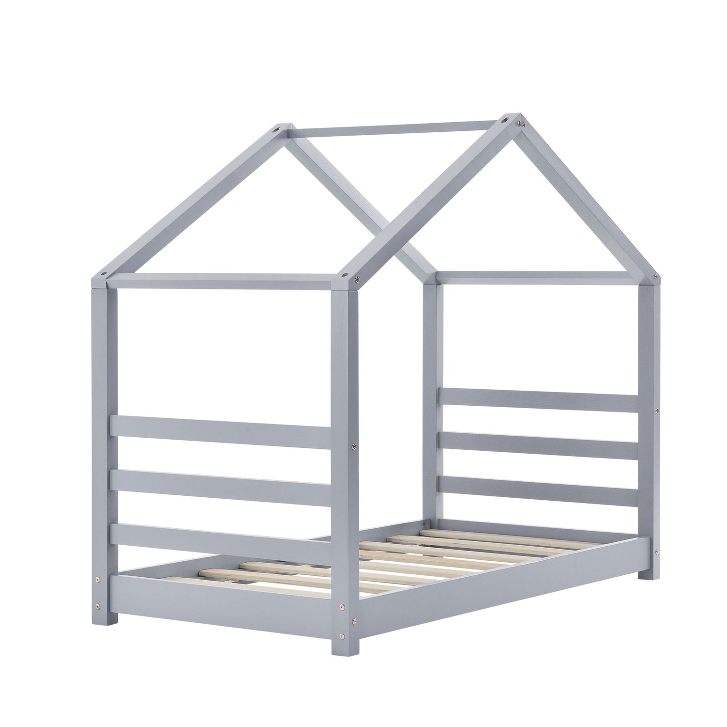 Lit cabane Montessori avec matelas - 80x160cm - Gris