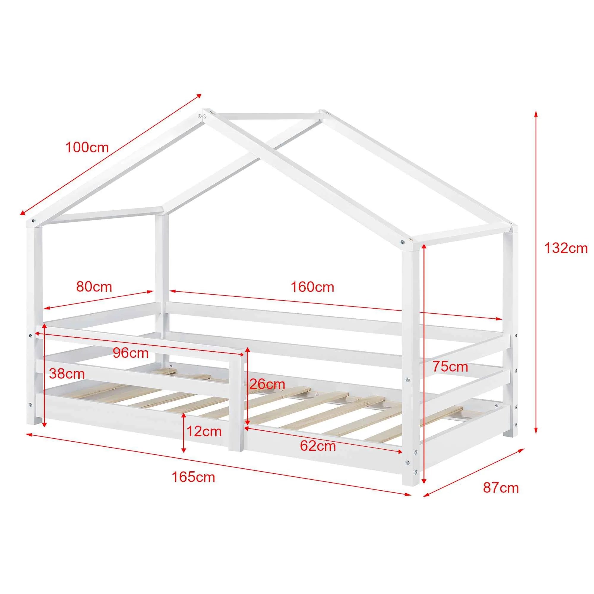 Cabinebed met slagboom - 80x160cm - Wit