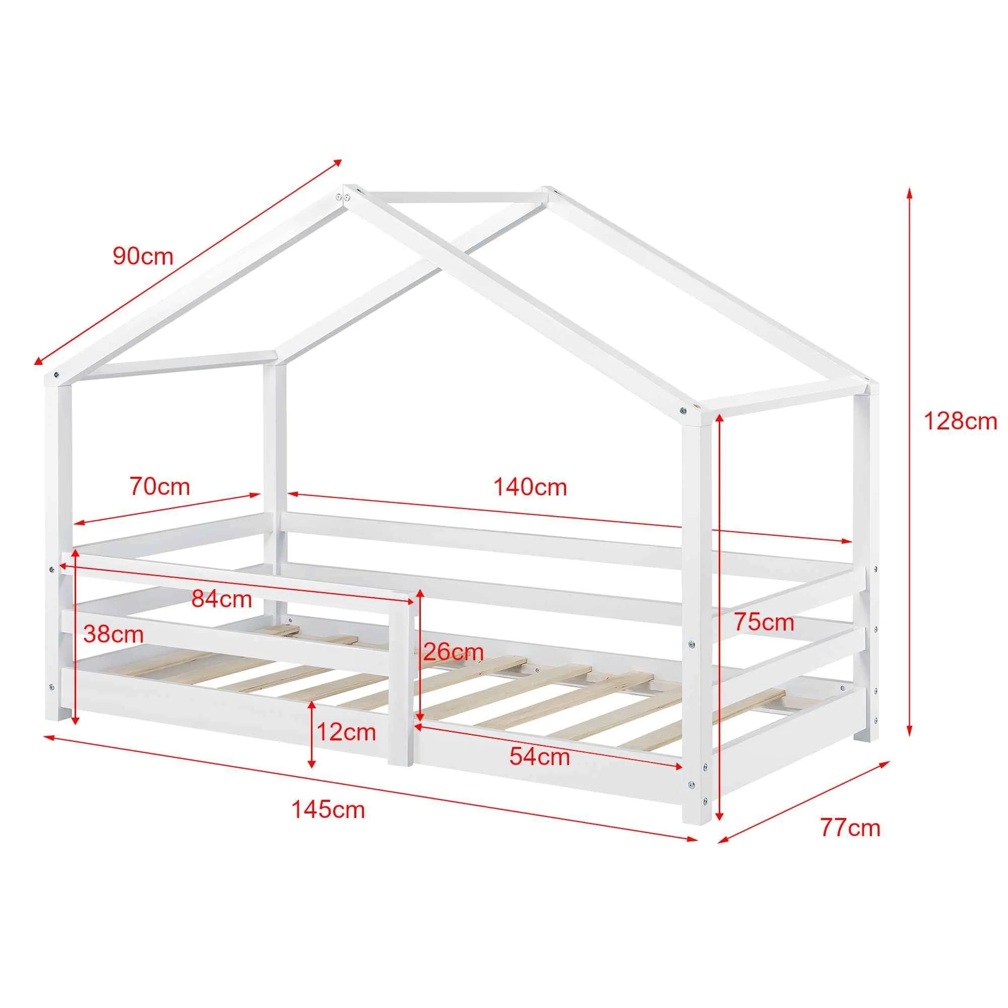 Cabinebed met slagboom - 70x140cm - Wit