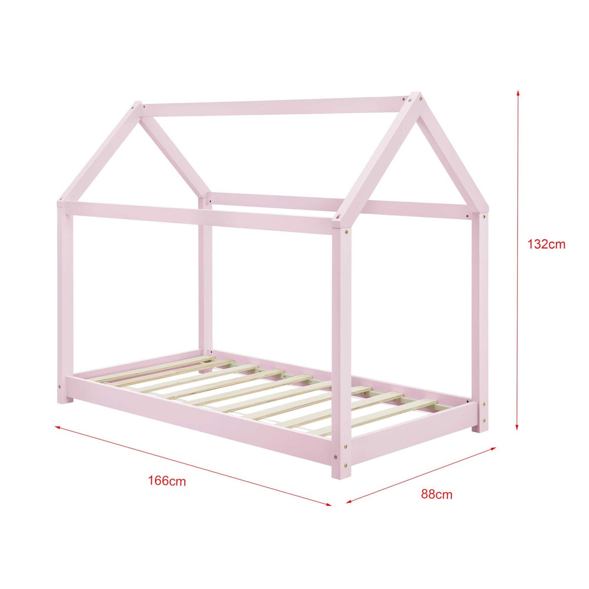 Lit cabane Montessori avec matelas - 80x160cm - Rose