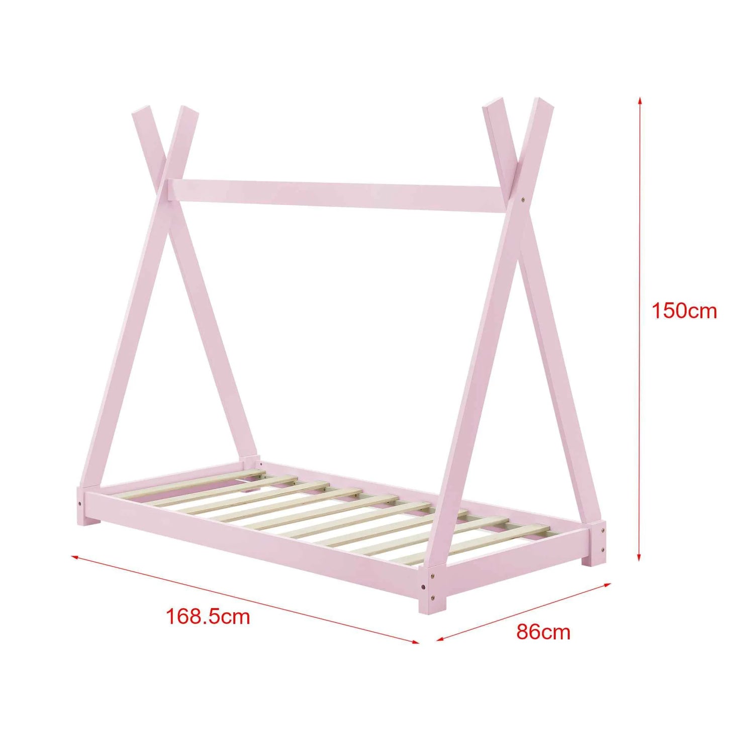 Lit tipi 80x160cm avec matelas - Montessori - Rose