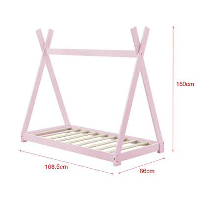 Tipi bed 80x160cm met matras - Montessori - Roze