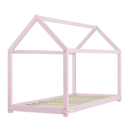 Lit cabane Montessori + matelas - 90x200cm - Rose