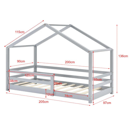 Cabinebed met slagboom - 90x200cm - Grijs