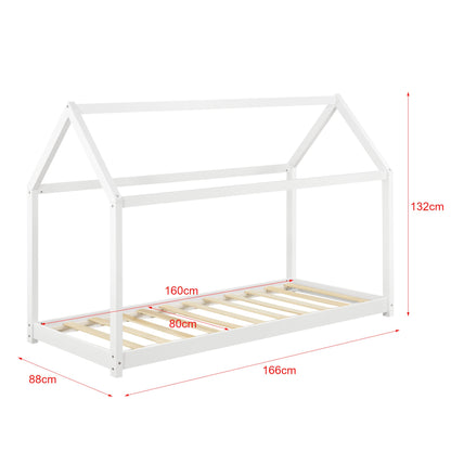 Lit cabane Montessori avec matelas - 80x160cm - Blanc