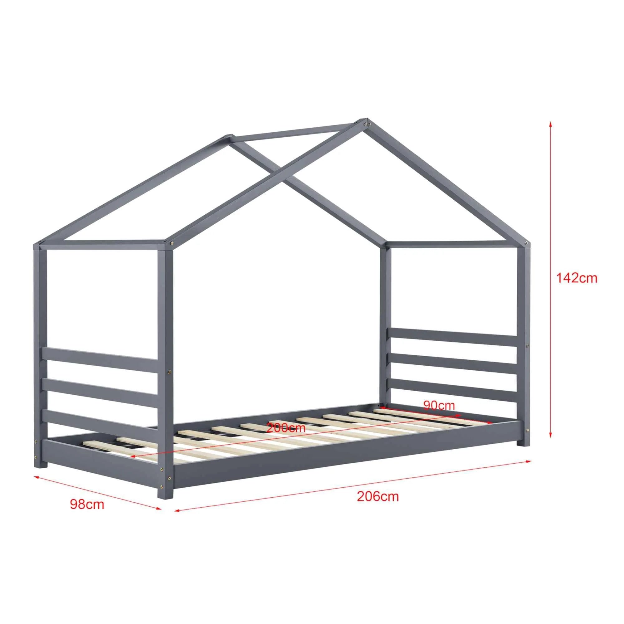 Lit cabane Montessori - 90x200 cm - Gris