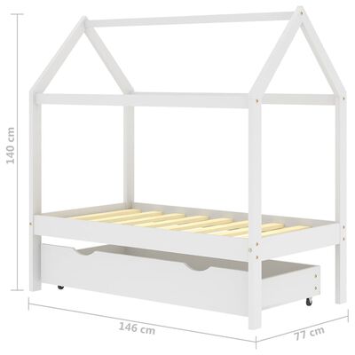 Lit cabane avec tiroir de rangement 70x140cm - Blanc