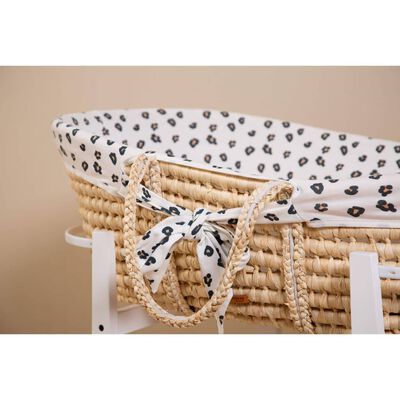 Wieg met matras en hoes met luipaardprint