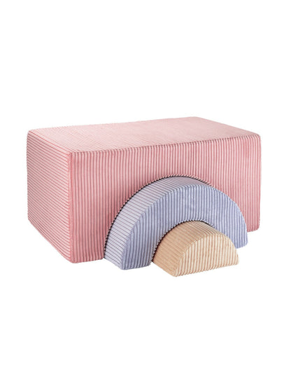 Pouf Montessori arc-en-ciel - Rose Bleu &amp; Beige